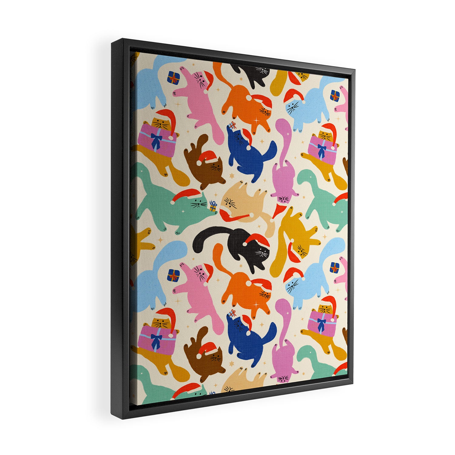 Christmas Cats in Santa Hats Framed Canvas Print Gallery Image 2