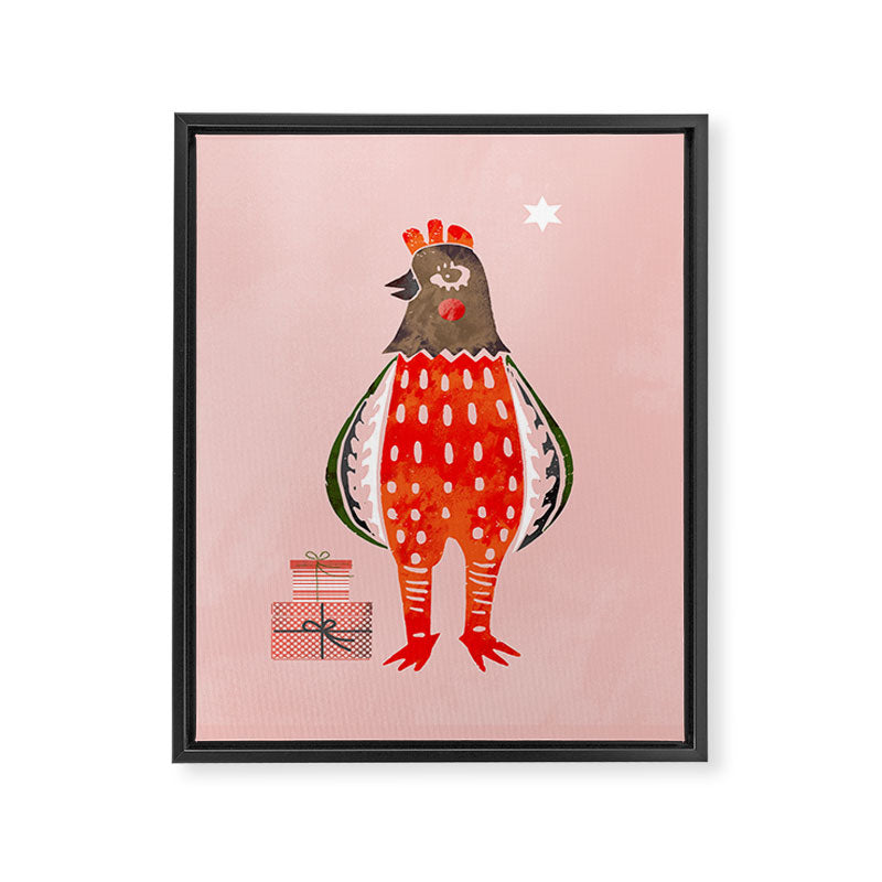 Christmas Chicken - illustration Framed Canvas Print Gallery Image 8