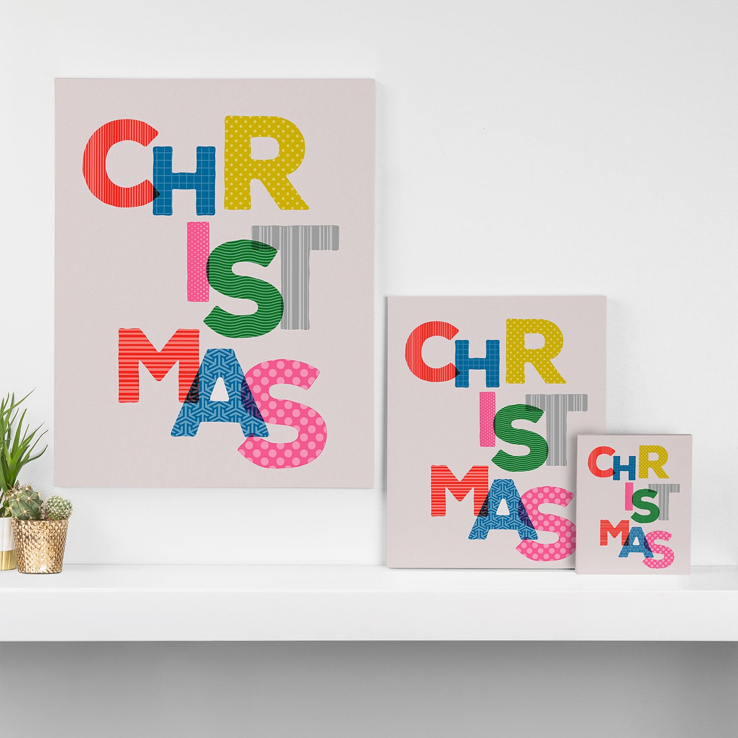 Christmas colorful typography Canvas Print Gallery Image 3