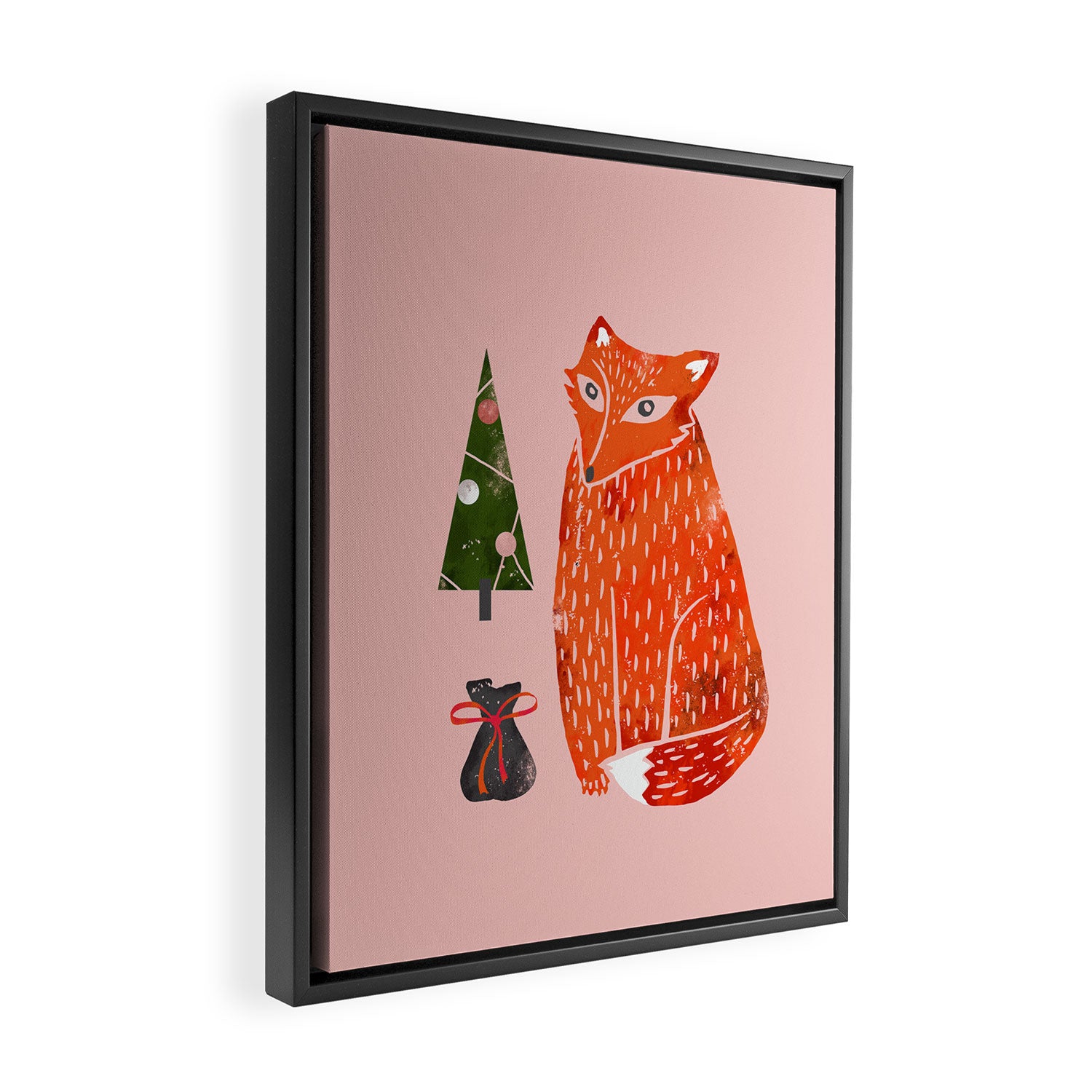 Christmas fox - illustration Framed Canvas Print Gallery Image 2