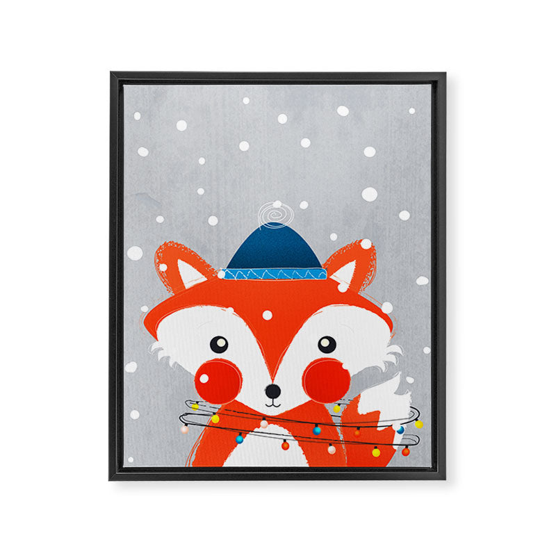 Christmas Fox with fairy lights Framed Canvas Print Gallery Image 8