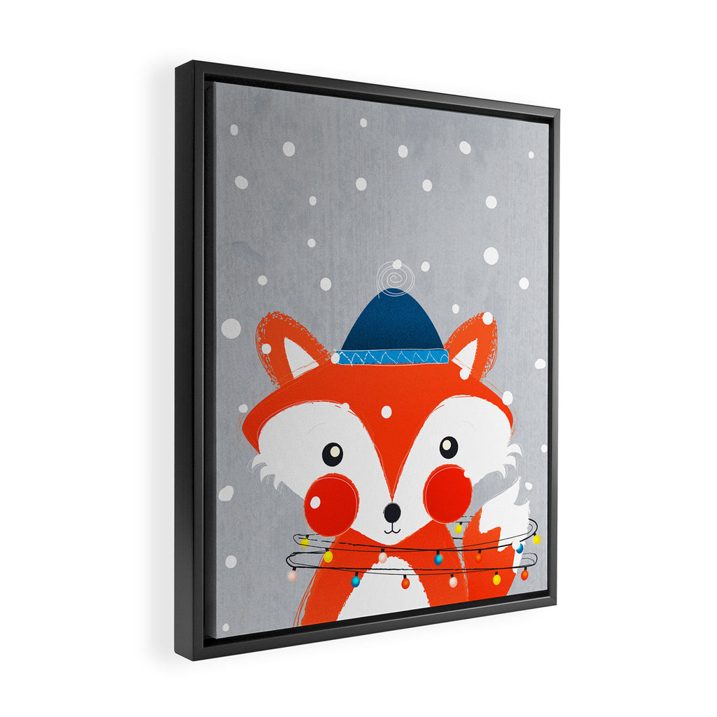 Christmas Fox with fairy lights Framed Canvas Print Gallery Image 2