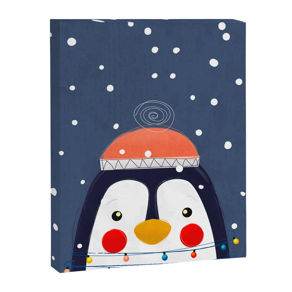 Christmas Penguin with fairy lights no2 Canvas Print Gallery Image 8