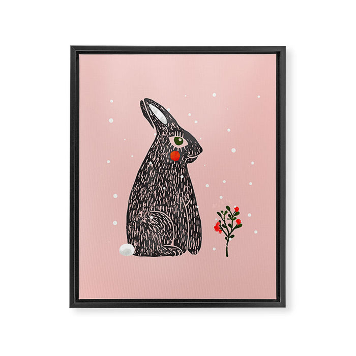Christmas rabbit - illustration Framed Canvas Print Gallery Image 1