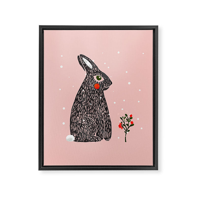 Christmas rabbit - illustration Framed Canvas Print Gallery Image 8