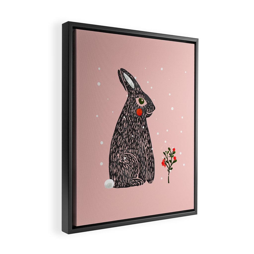 Christmas rabbit - illustration Framed Canvas Print Gallery Image 2
