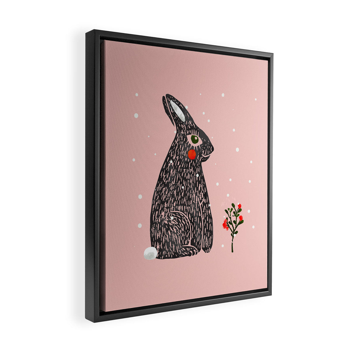 Christmas rabbit - illustration Framed Canvas Print Gallery Image 2