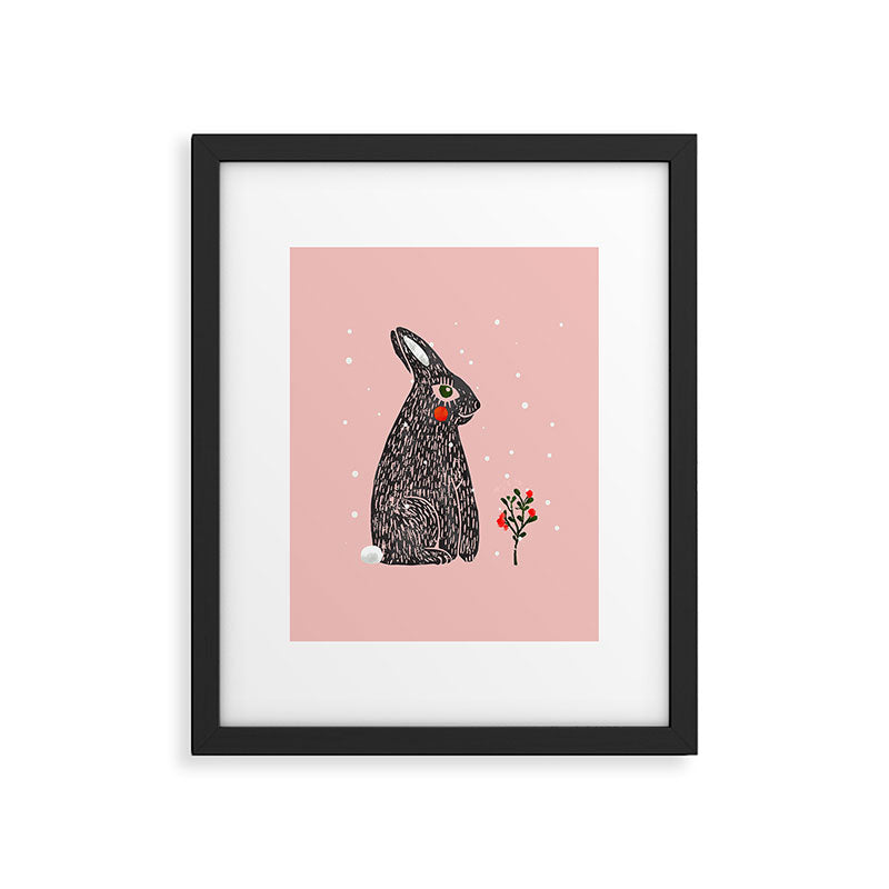 Christmas rabbit - illustration Framed Art Print Gallery Image 6