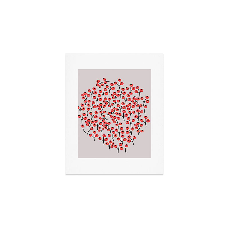 Christmas red fruit - pattern no 4 Art Print Gallery Image 1