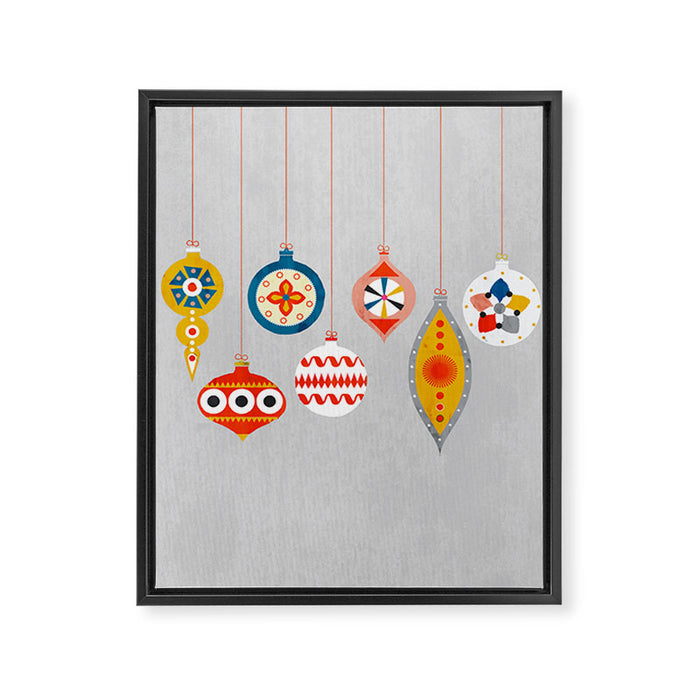 Christmas retro baubles no3 Framed Canvas Print Gallery Image 1