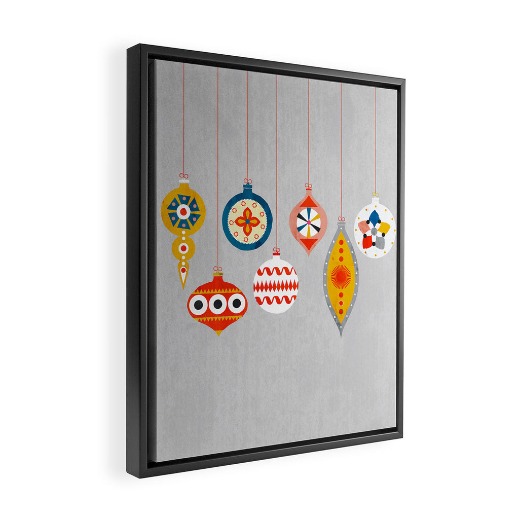 Christmas retro baubles no3 Framed Canvas Print Gallery Image 2