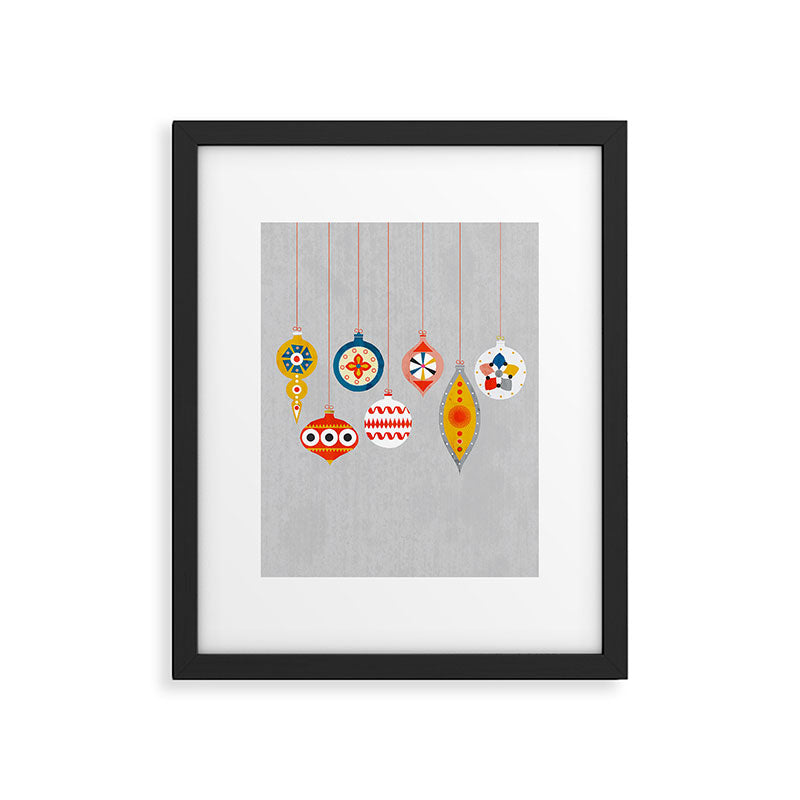 Christmas retro baubles no3 Framed Art Print Gallery Image 5