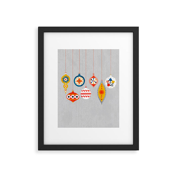 Christmas retro baubles no3 Framed Art Print Gallery Image 1
