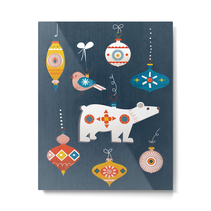 Christmas Retro decorations no2 Metal Print Gallery Image 1