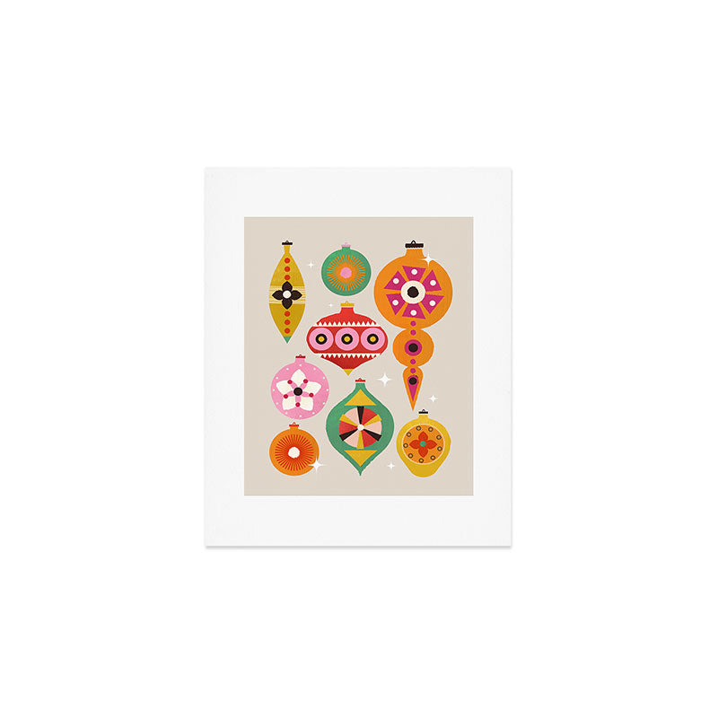 Christmas Tree Retro Ornaments Art Print Gallery Image 1