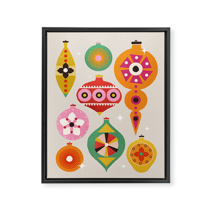 Christmas Tree Retro Ornaments Framed Canvas Print Gallery Image 1