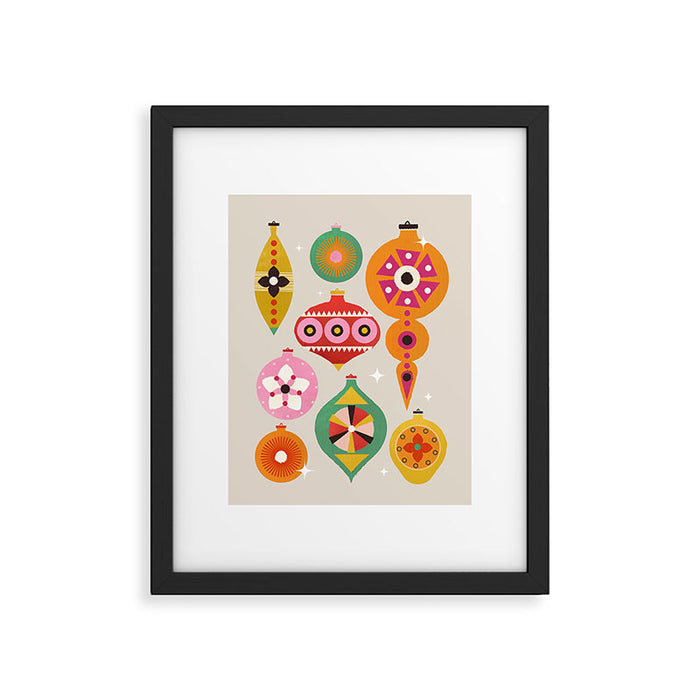 Christmas Tree Retro Ornaments Framed Art Print Gallery Image 1