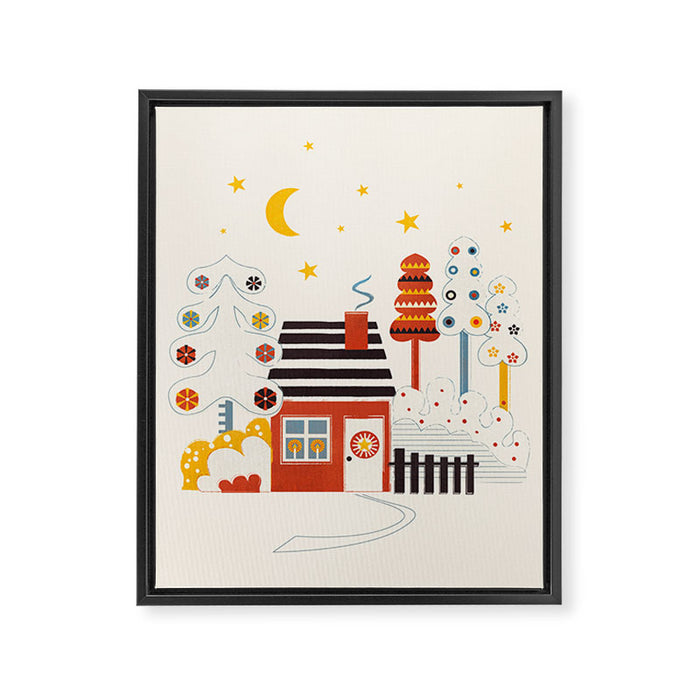 Christmas Winter Hut Illustration Framed Canvas Print Gallery Image 1