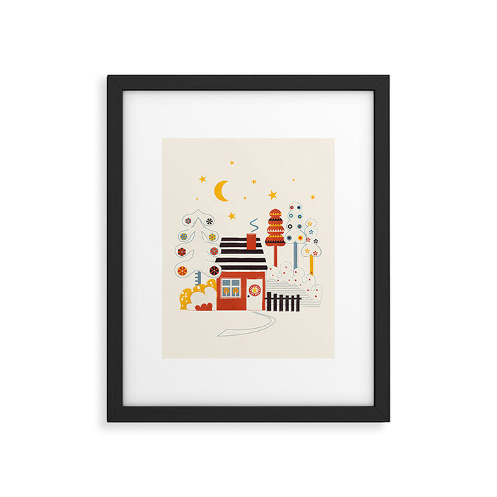 Christmas Winter Hut Illustration Framed Art Print Gallery Image 1