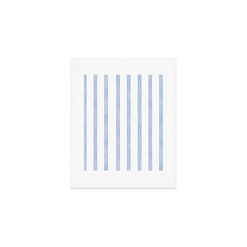 Classic Blue Watercolor Summer Stripes Art Print Gallery Image 1