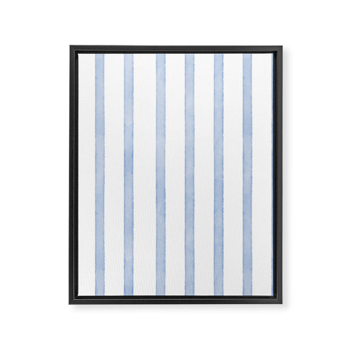Classic Blue Watercolor Summer Stripes Framed Canvas Print Gallery Image 1