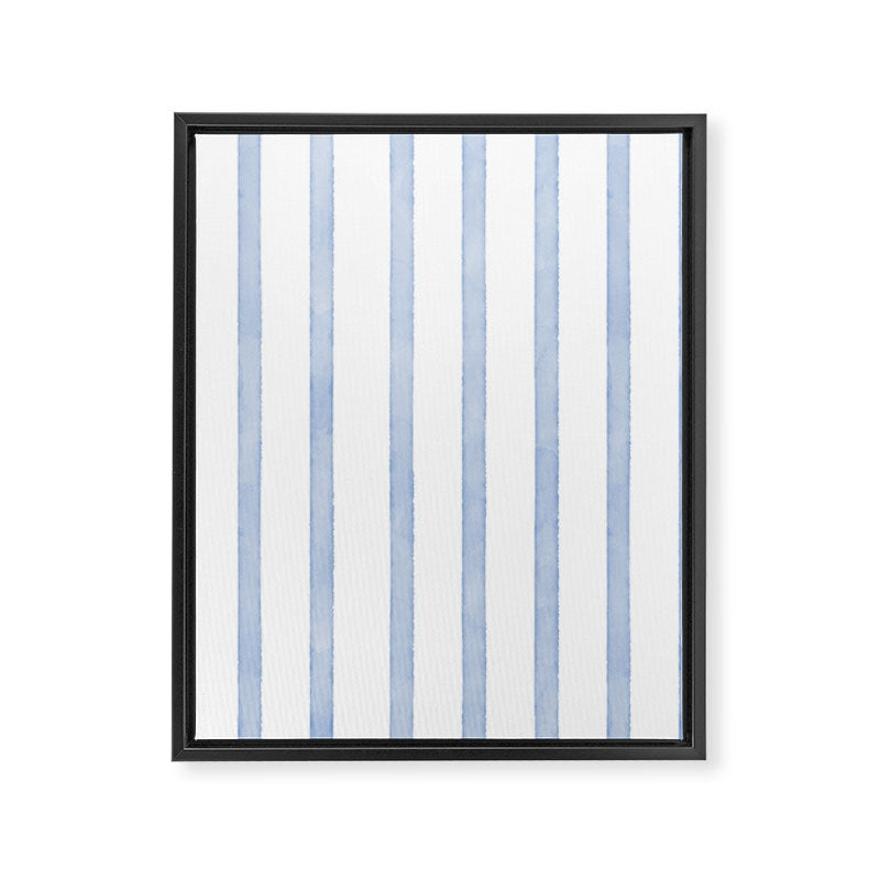 Classic Blue Watercolor Summer Stripes Framed Canvas Print Gallery Image 8