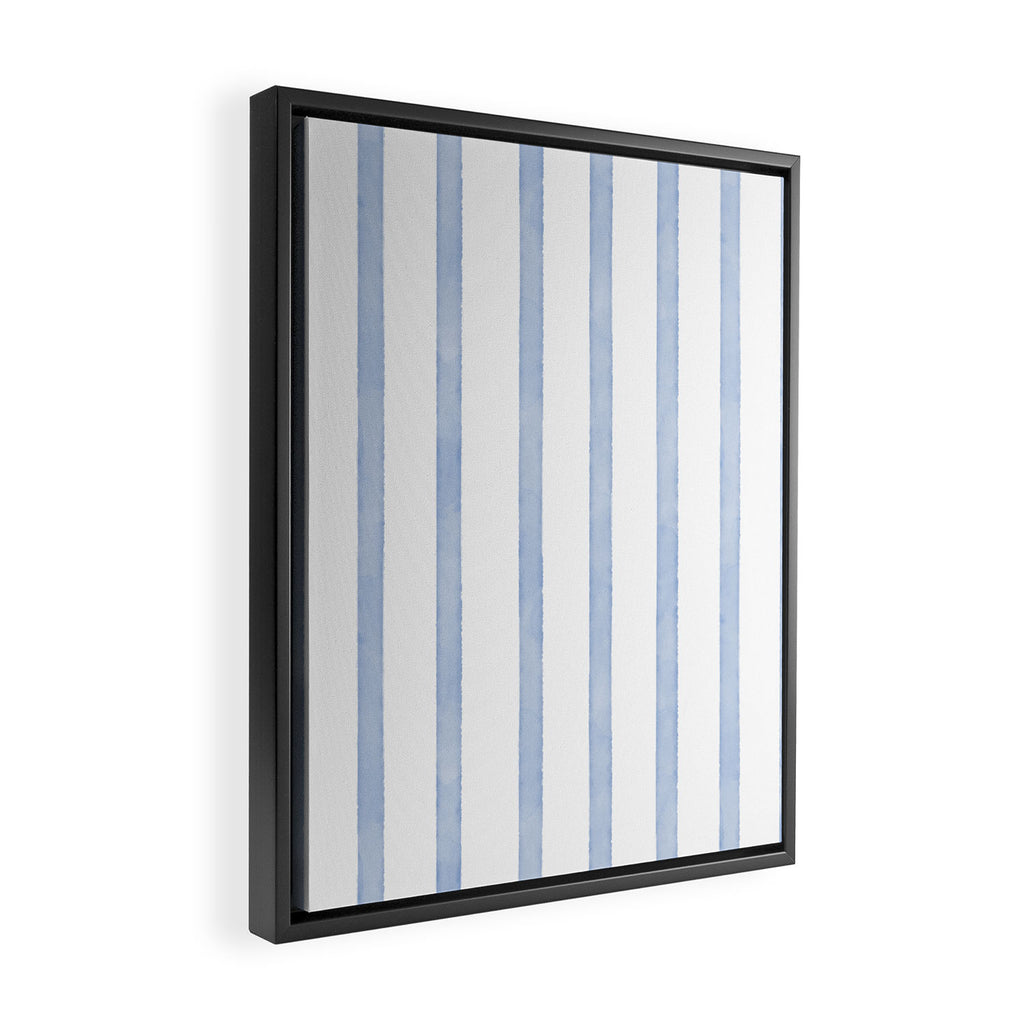 Classic Blue Watercolor Summer Stripes Framed Canvas Print Gallery Image 2