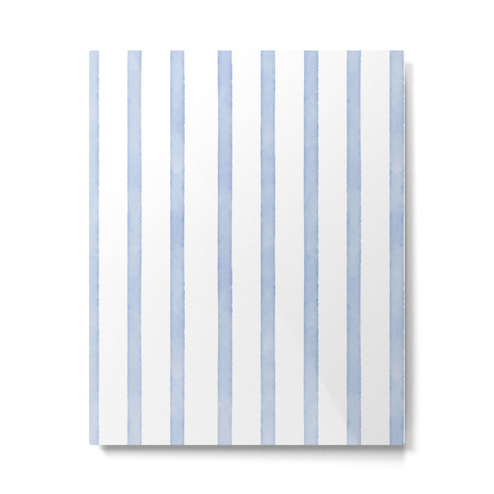 Classic Blue Watercolor Summer Stripes Metal Print Gallery Image 1