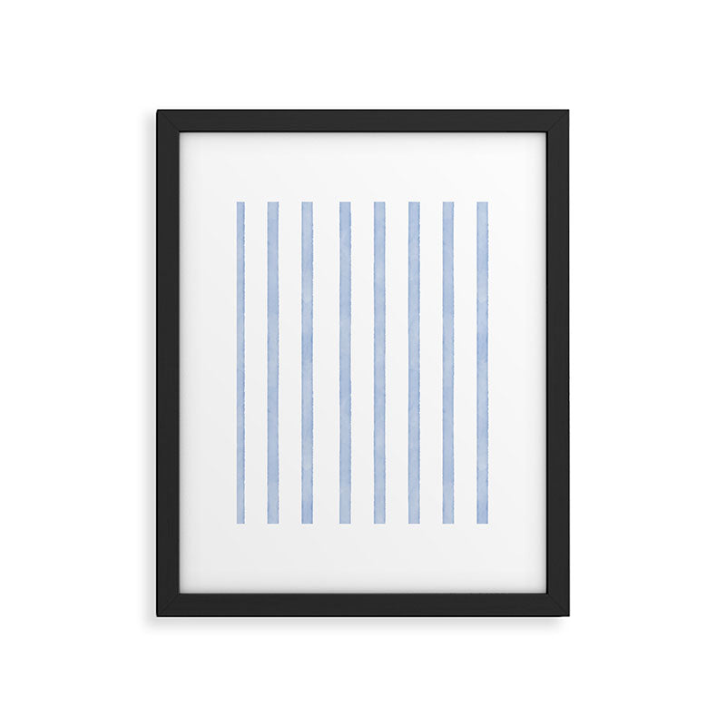 Classic Blue Watercolor Summer Stripes Framed Art Print Gallery Image 6