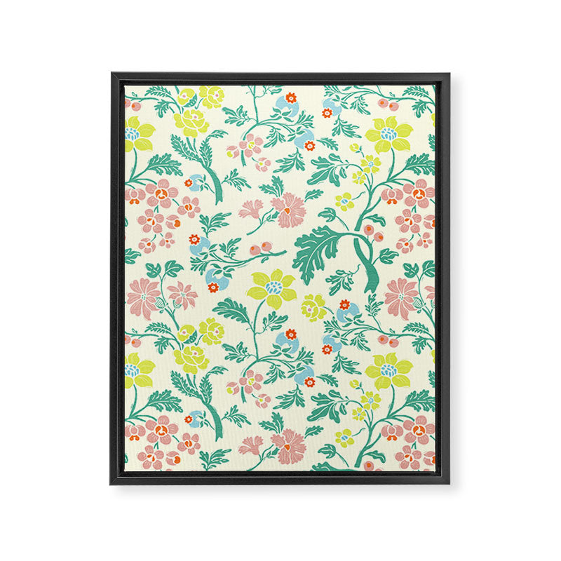 Classic Chinese-Inspired Pastel Floral Pattern Framed Canvas Print Gallery Image 8