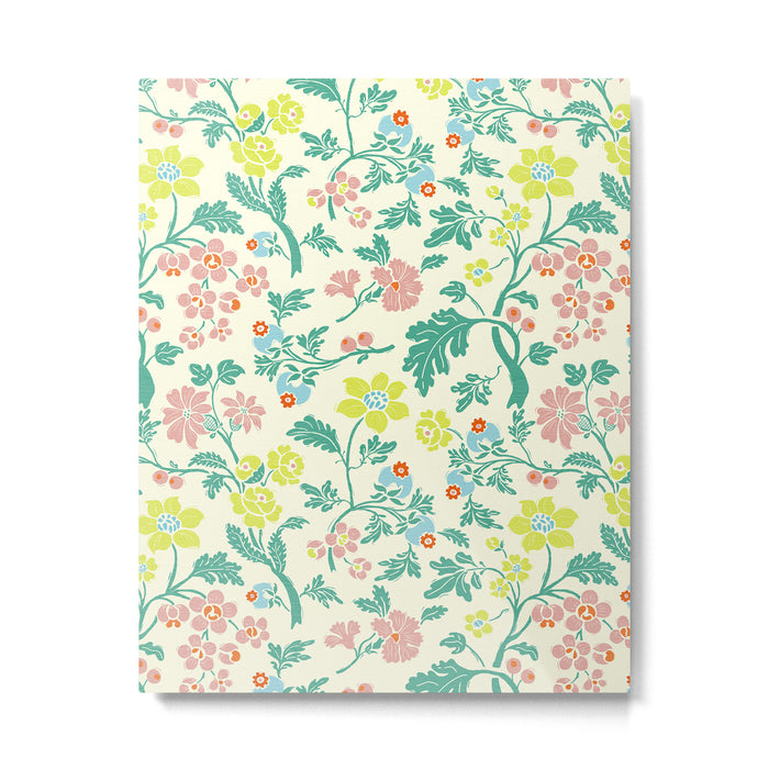Classic Chinese-Inspired Pastel Floral Pattern Metal Print Gallery Image 1
