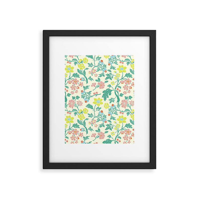 Classic Chinese-Inspired Pastel Floral Pattern Framed Art Print Gallery Image 6
