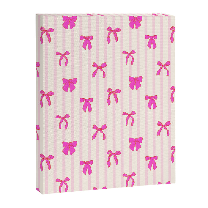Classic Hot Pink Bows And Stripes Canvas Print Gallery Image 1