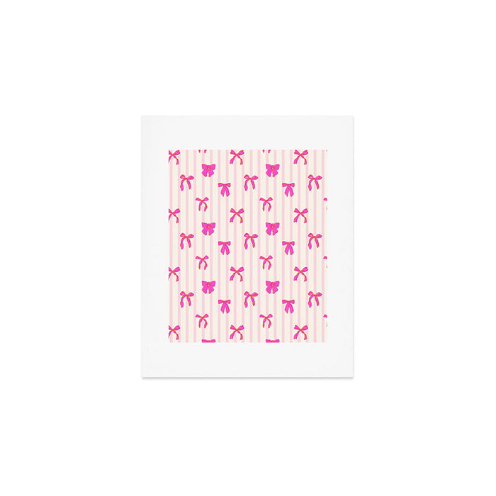 Classic Hot Pink Bows And Stripes Art Print Gallery Image 1