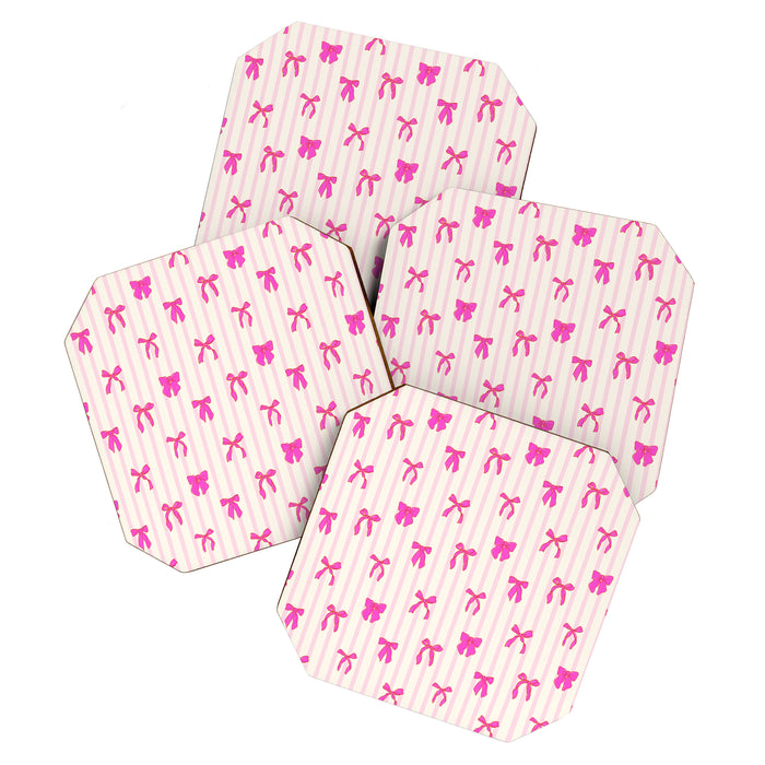 Classic Hot Pink Bows And Stripes Coaster Gallery Image 1