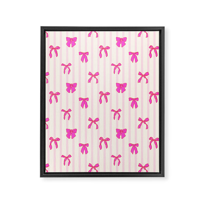 Classic Hot Pink Bows And Stripes Framed Canvas Print Gallery Image 1