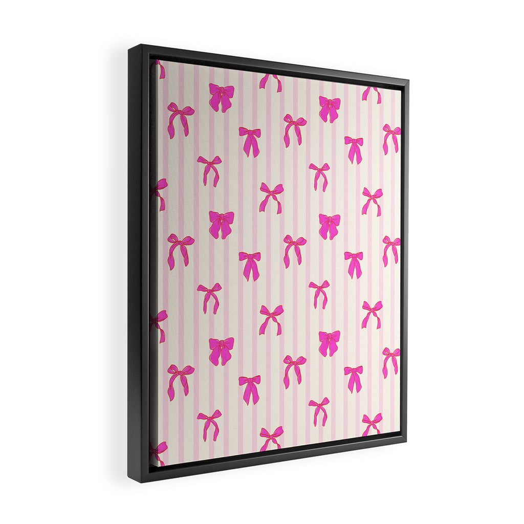 Classic Hot Pink Bows And Stripes Framed Canvas Print Gallery Image 2