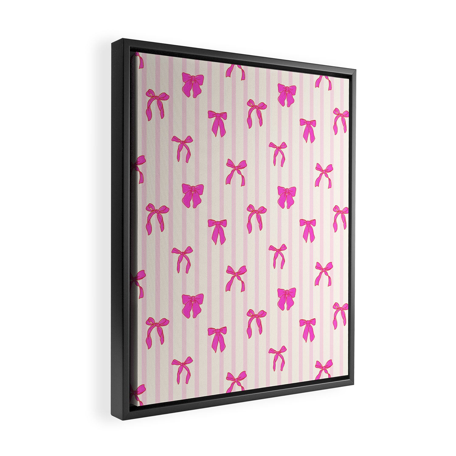 Classic Hot Pink Bows And Stripes Framed Canvas Print Gallery Image 2