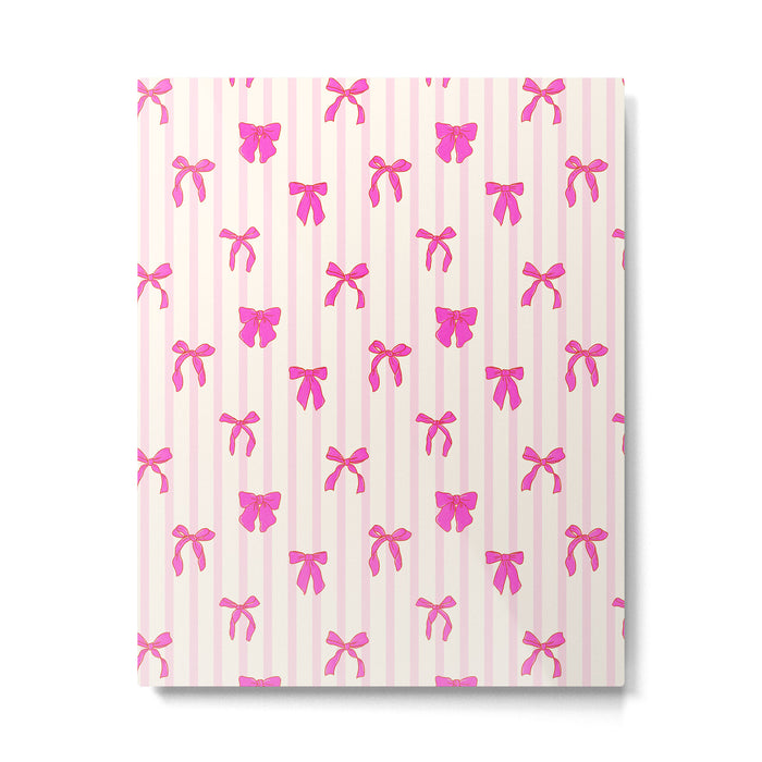 Classic Hot Pink Bows And Stripes Metal Print Gallery Image 1
