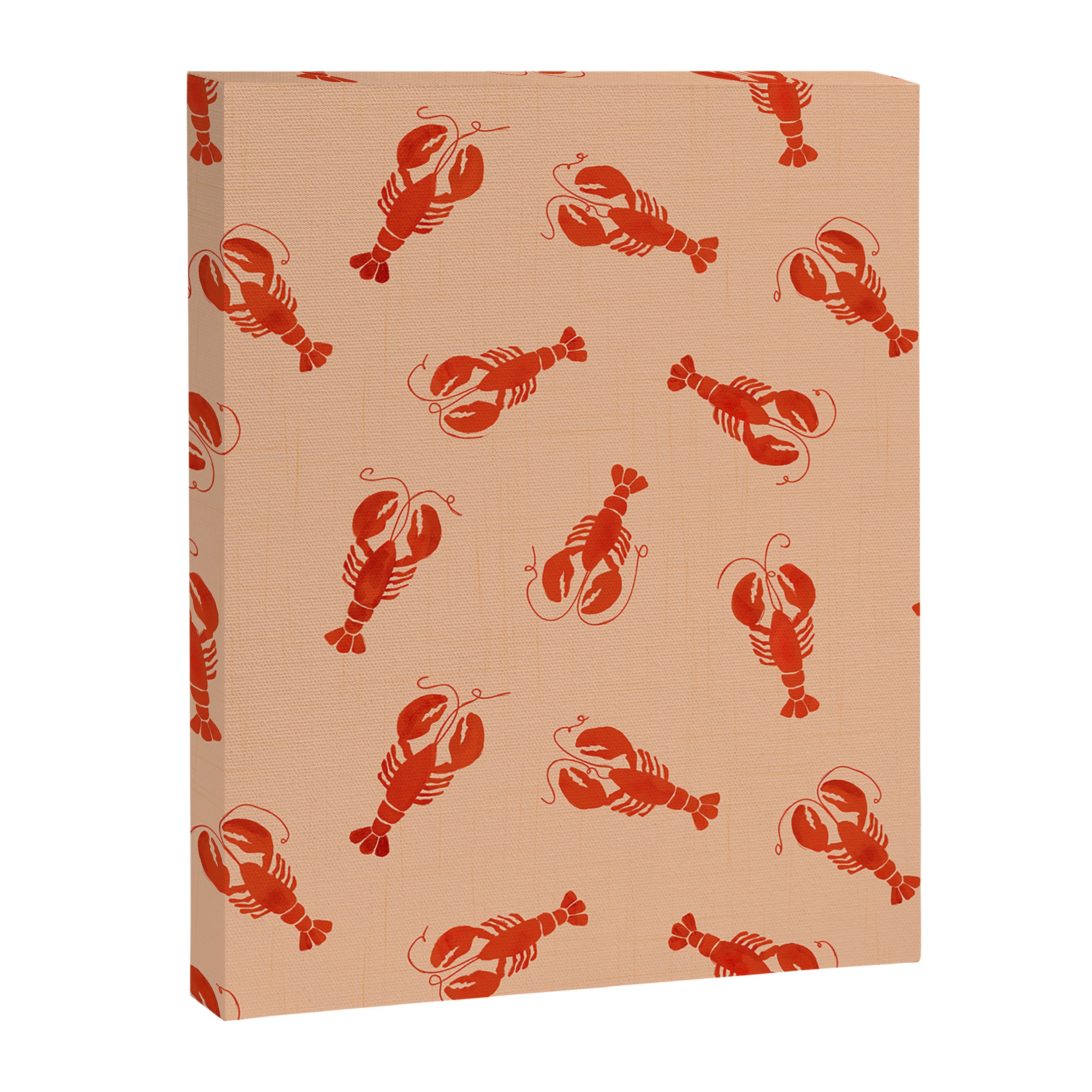 Classic Red Lobsters Pattern On Peach Canvas Print Gallery Image 8