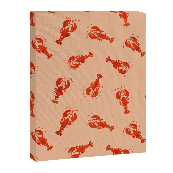 Classic Red Lobsters Pattern On Peach Canvas Print Gallery Image 1