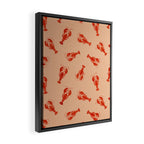 Classic Red Lobsters Pattern On Peach Framed Canvas Print Gallery Image 2