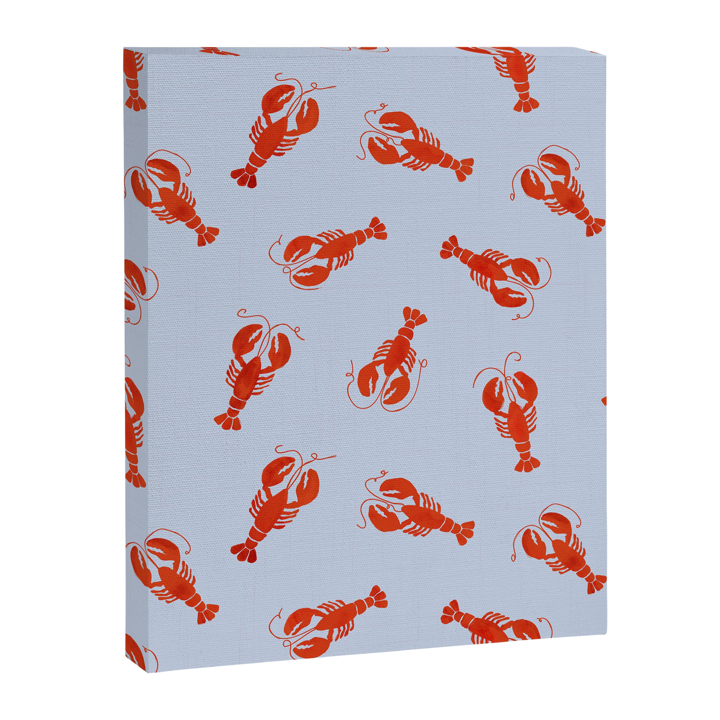 Classic Red Lobsters Pattern On Light Blue Canvas Print Gallery Image 8