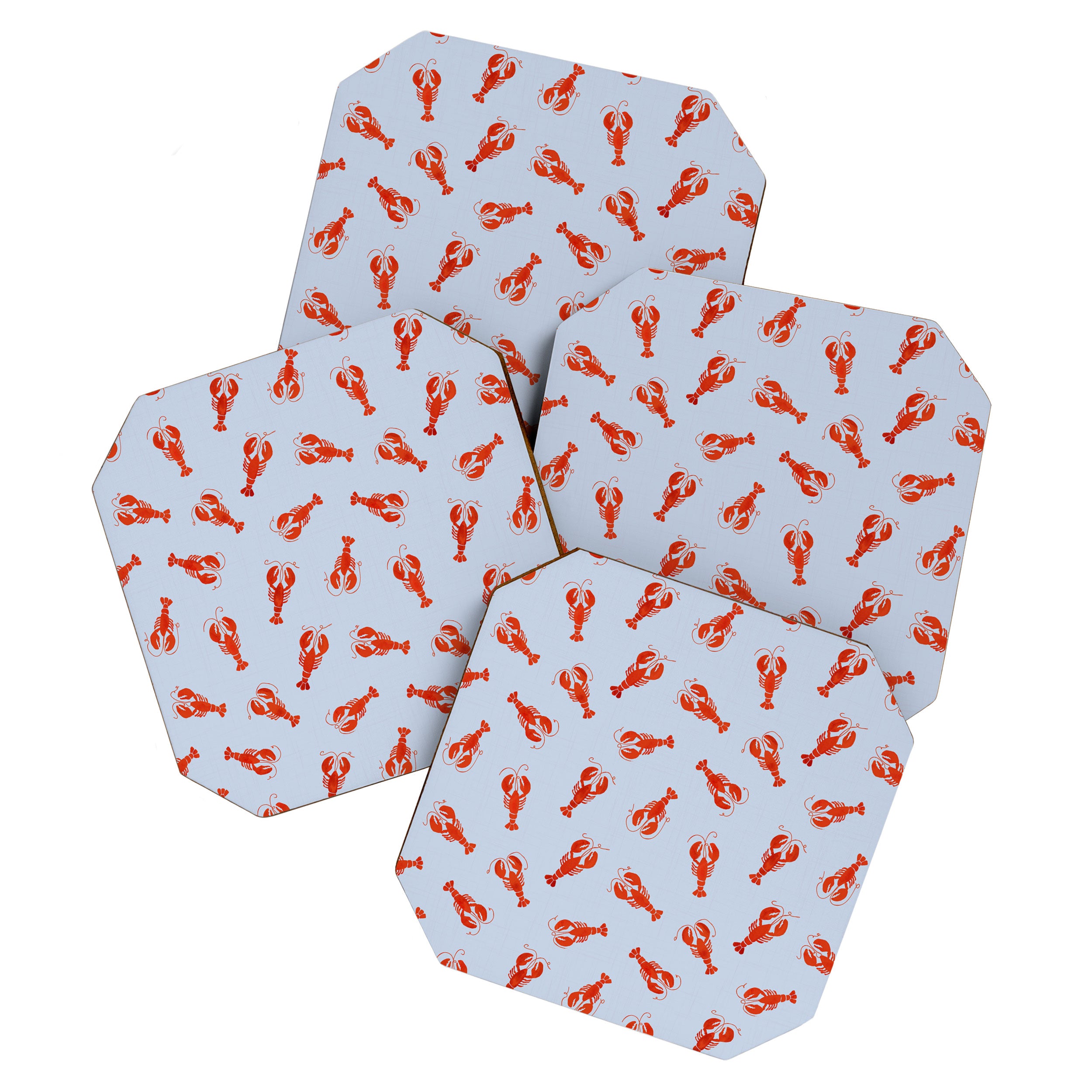 Classic Red Lobsters Pattern On Light Blue Coaster Gallery Image 1
