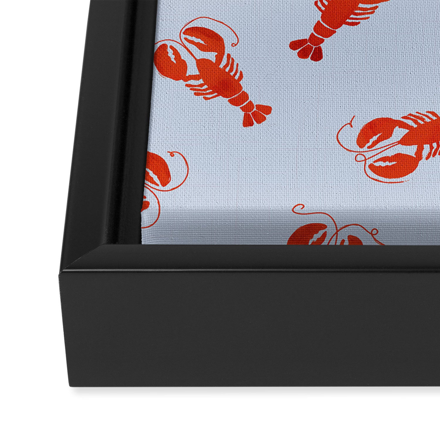 Classic Red Lobsters Pattern On Light Blue Framed Canvas Print Gallery Image 3
