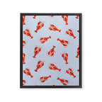 Classic Red Lobsters Pattern On Light Blue Framed Canvas Print Gallery Image 8