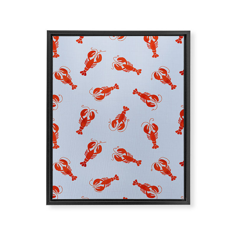 Classic Red Lobsters Pattern On Light Blue Framed Canvas Print Gallery Image 8