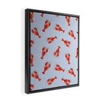 Classic Red Lobsters Pattern On Light Blue Framed Canvas Print Gallery Image 2