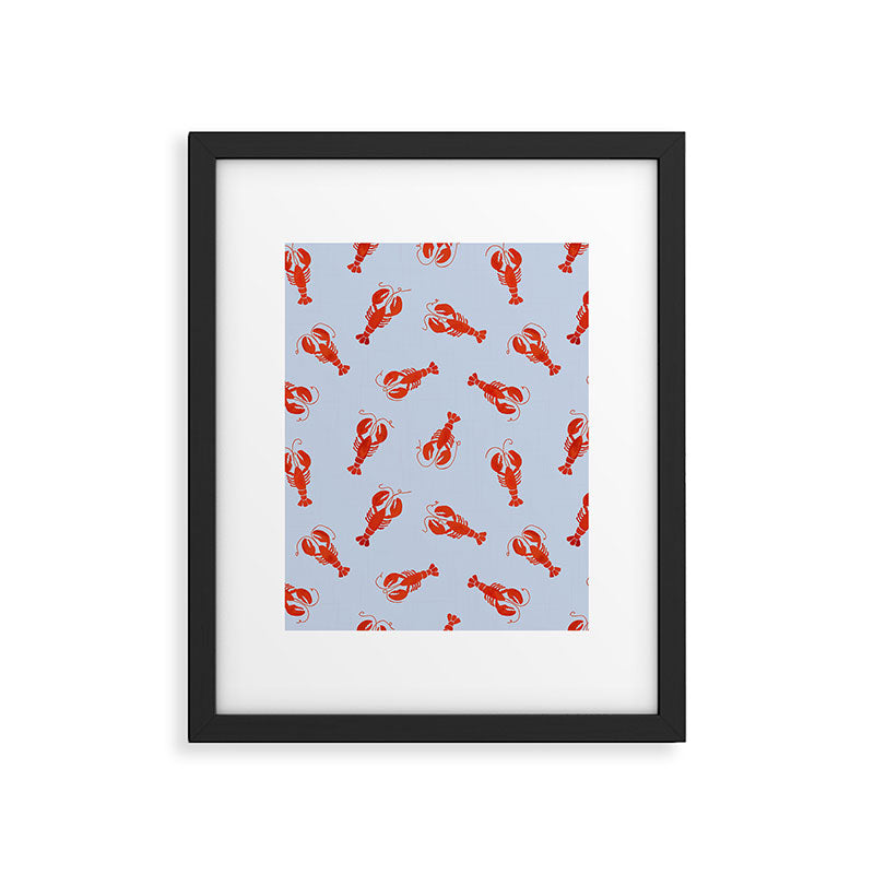 Classic Red Lobsters Pattern On Light Blue Framed Art Print Gallery Image 6