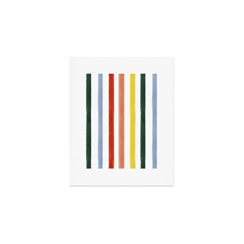 Classic Summer Watercolor Stripes Art Print Gallery Image 1